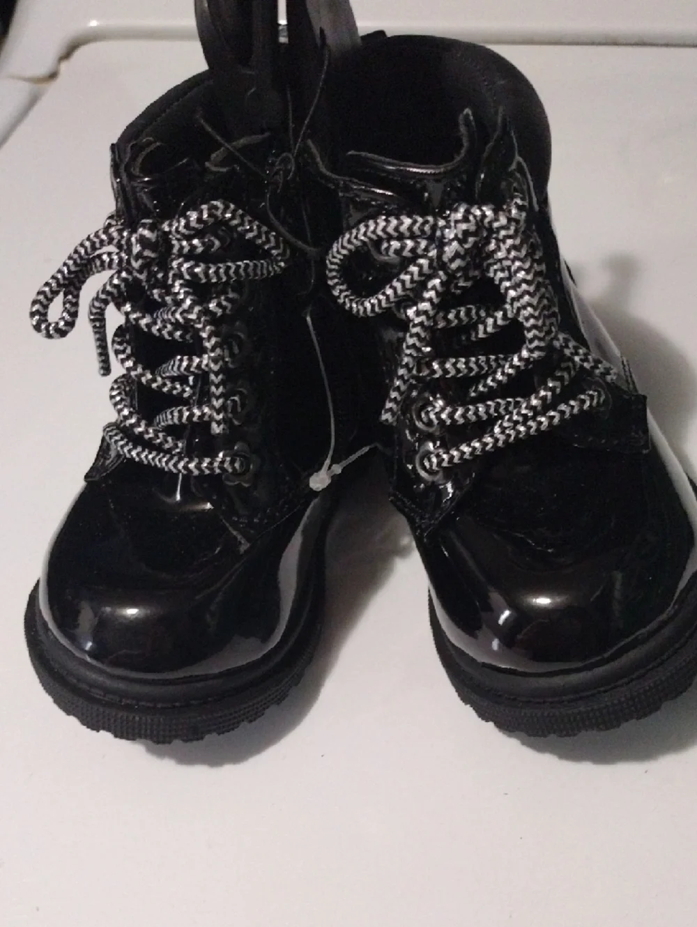 wonder nation Black Patent Kids Lace-Up Boots